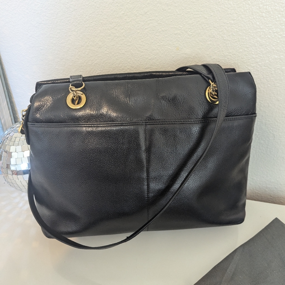 Bally Black Croc-Embossed Leather Bag with Gold Accents - Picture 9 of 15